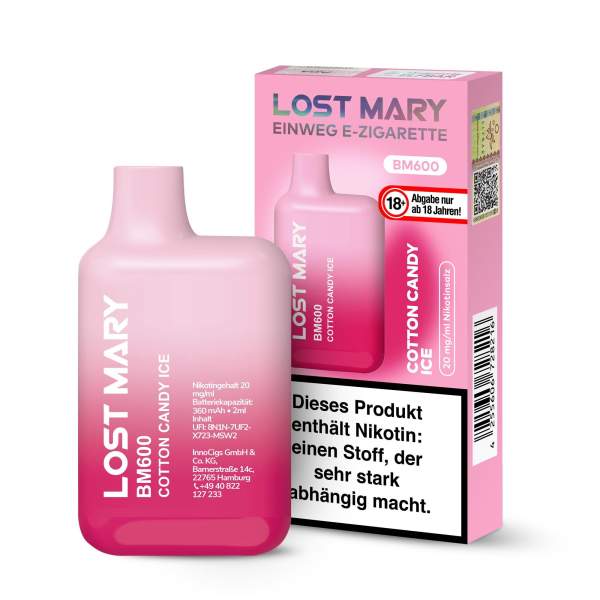 Lost Mary BM600 Einweg E-Shisha Cotton Candy Ice 20mg